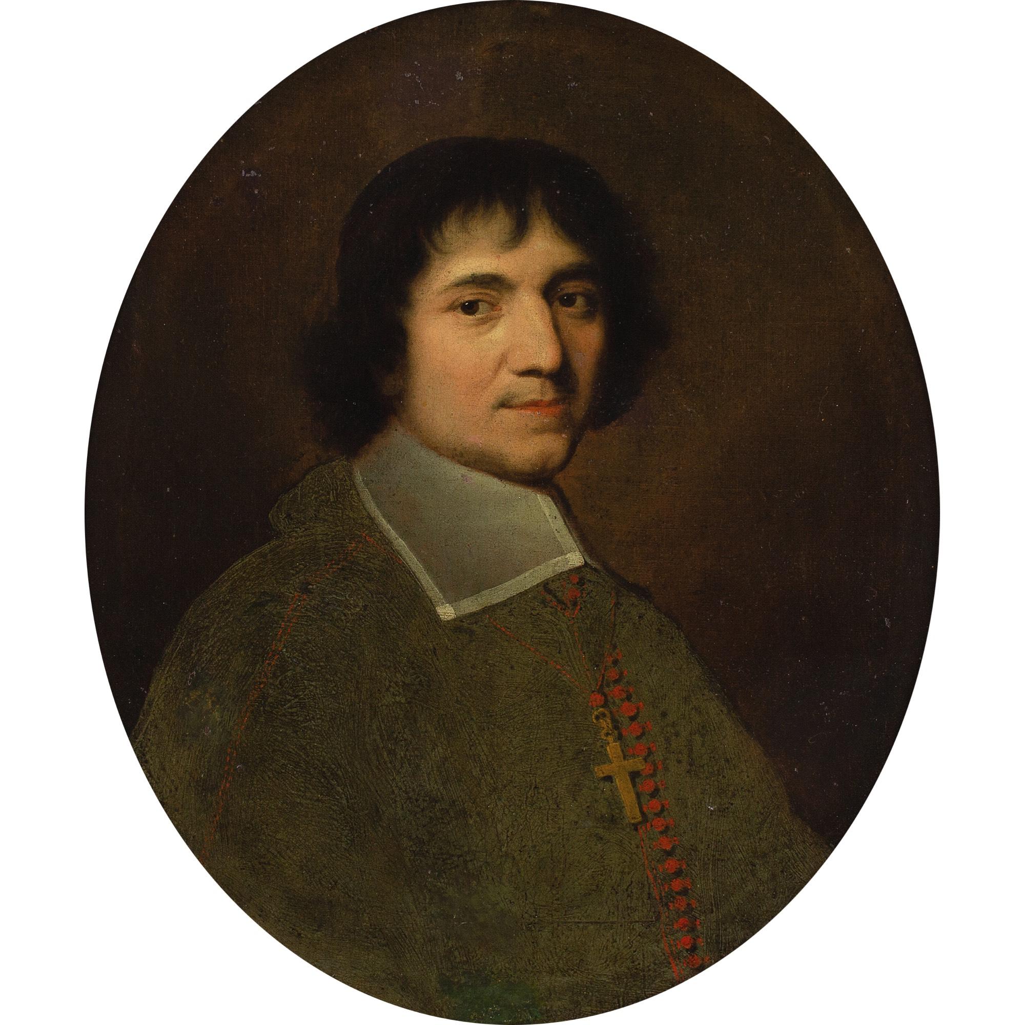 Late 17th-Century Flemish School Portrait Of A Prelate With Black Cassock - Painting by Unknown