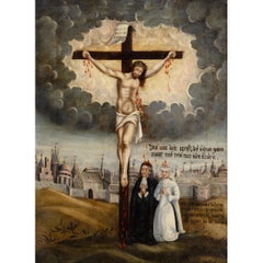 Scuola dell'Assia della fine del XVII secolo, Crocifissione con donatori, pittura luterana