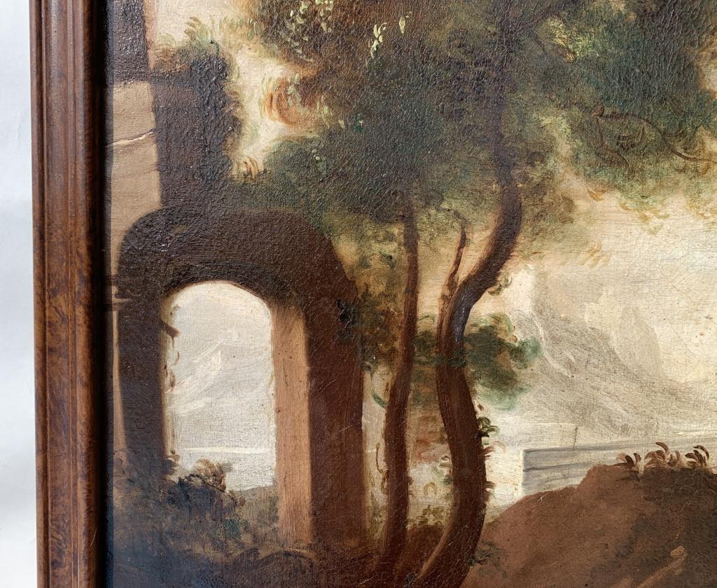 Peintre italien baroque - Peinture de paysage du 17e siècle - Scène de port en vente 5