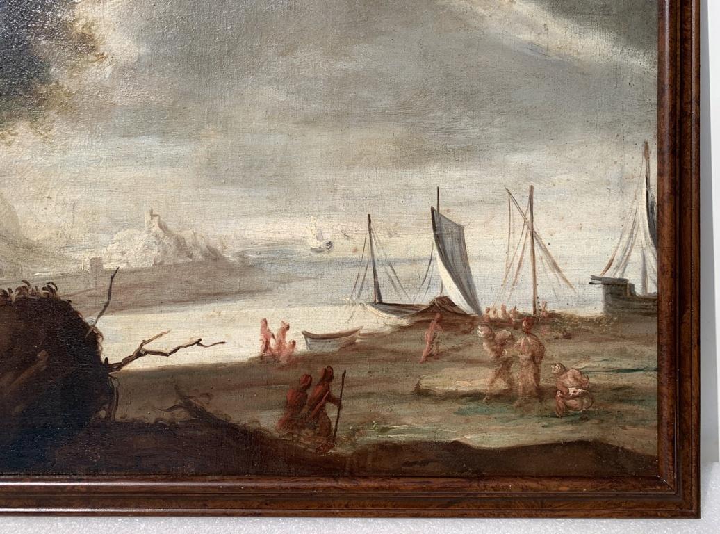 Tableau Huile Sur Bois - Scène Marine Portuaire Avec Voiliers - Signé M. Maresca Serra (1970)