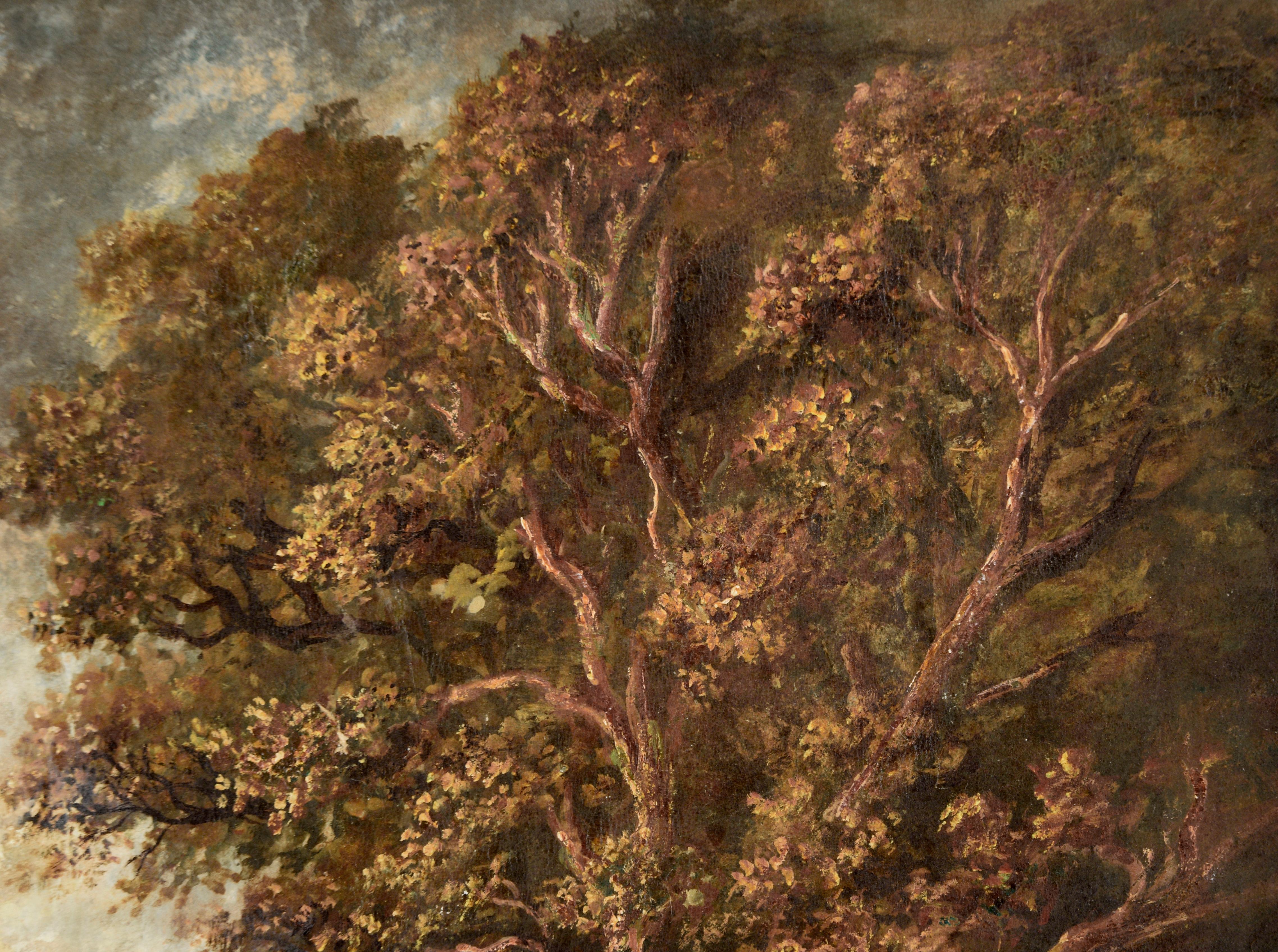 Scène de campagne naturaliste de la fin des années 1800 à la gouache sur papier - Naturalisme Painting par Unknown