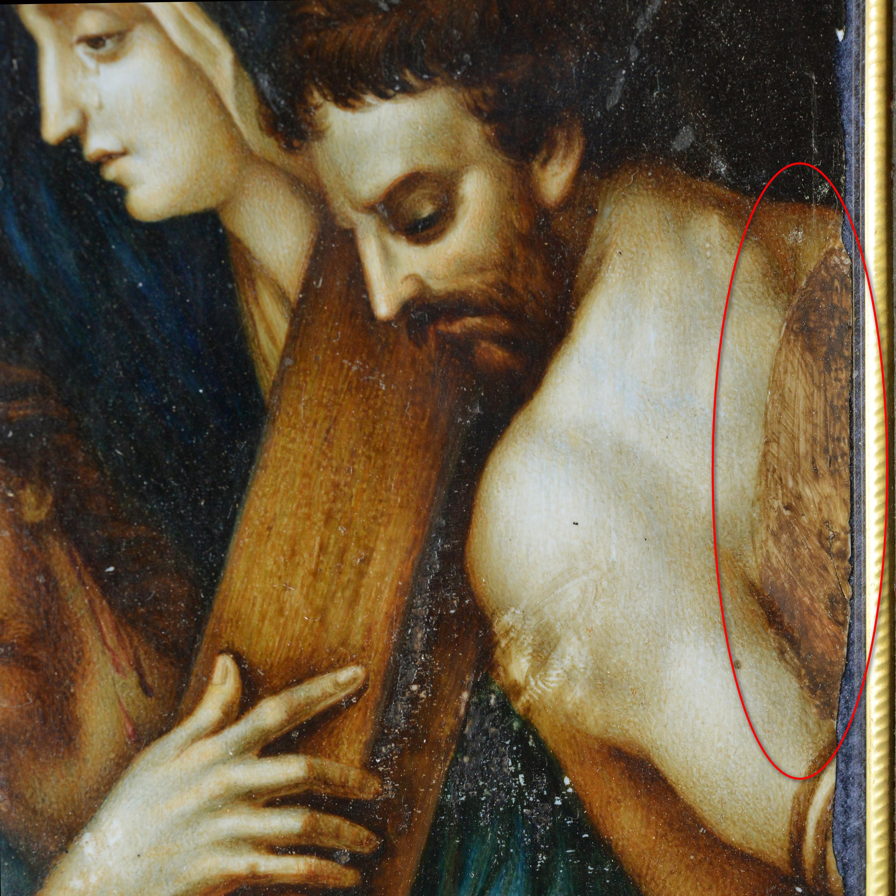 Late 18th Century Antique Religious Gouache Miniature Jesus Carrying the Cross For Sale 2