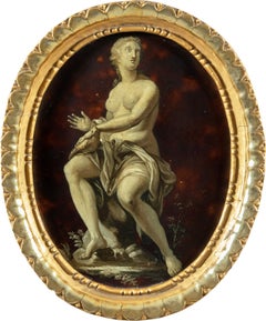 Late 18th century Italian figure painting - Allegory Peace - Oil on metal grisai