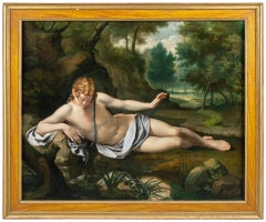 Late 18th century Italian figure painting - Narcissus - Oil on canvas Neoclassic
