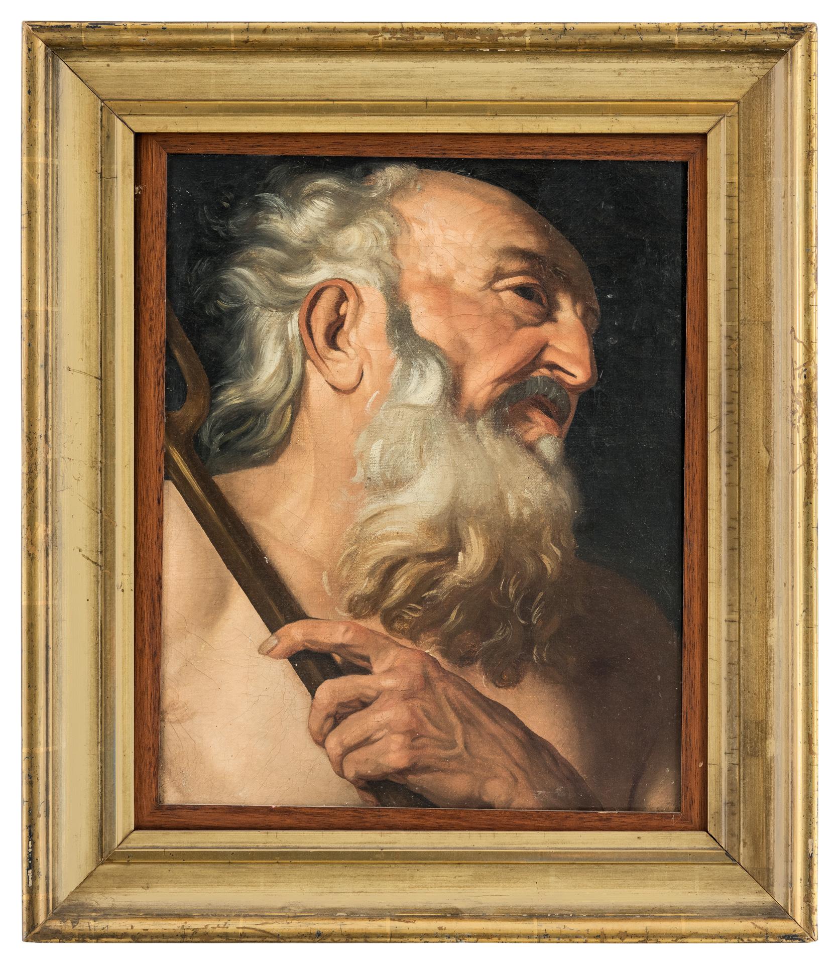 Late 18th century Italian figure painting - Neptune head - Oil on canvas Italy