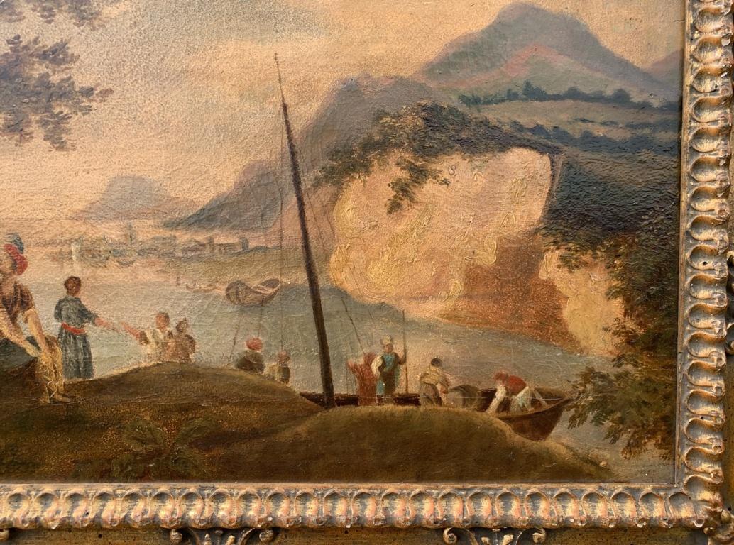Late 18th century Italian landscape painting - Coastal view - Oil on canvas  - Old Masters Painting by Unknown