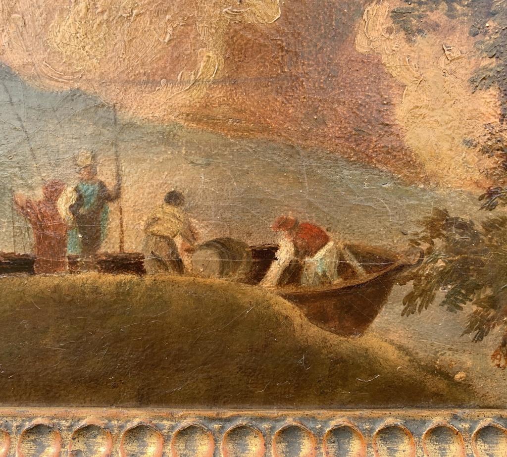European painter (18th-19th century) - The arrival of the merchants by ship.

48 x 66 cm without frame, 53 x 71 cm with frame.

Oil on canvas, in carved and gilded wooden frame.

Condition report: Lined canvas. Good state of conservation of the