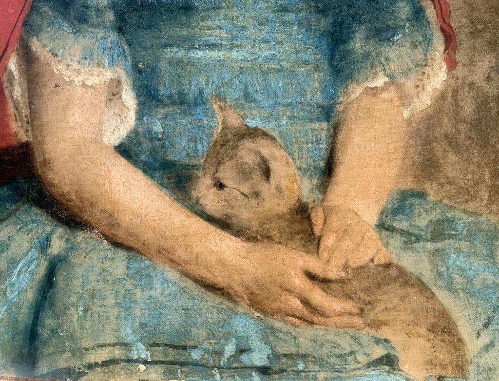 Late 19th century British figure painting - Girl’s portait with cat - English 3