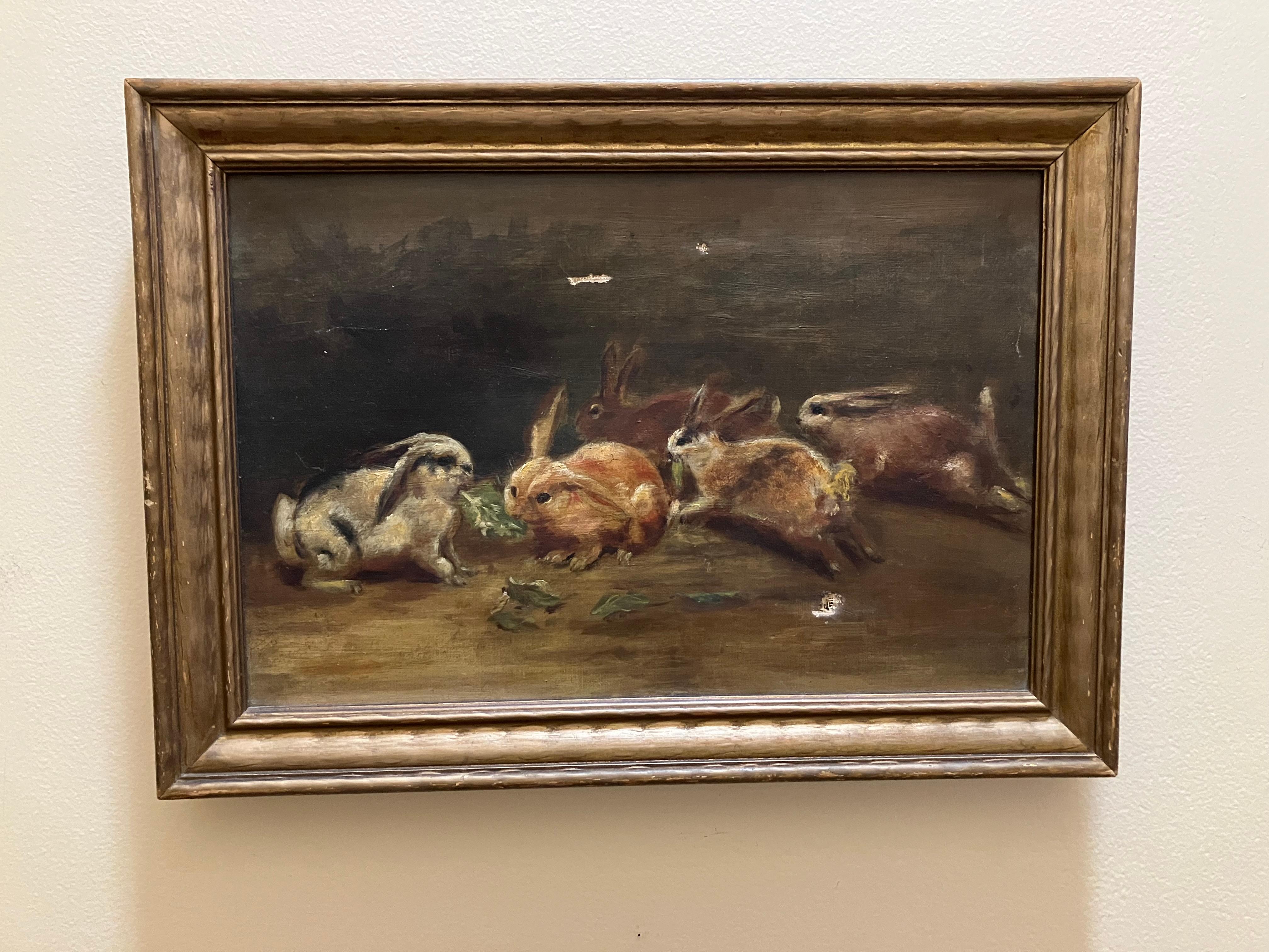 Kaninchen aus dem späten 19. Jahrhundert – Painting von Unknown