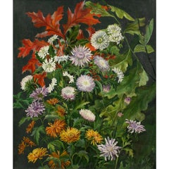 Late 19th-Century Danish School, Still Life With Chrysanthemums, Oil Painting