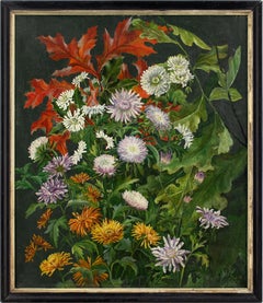 Dänische Schule des späten 19. Jahrhunderts, Stillleben mit Chrysanthemen, Ölgemälde