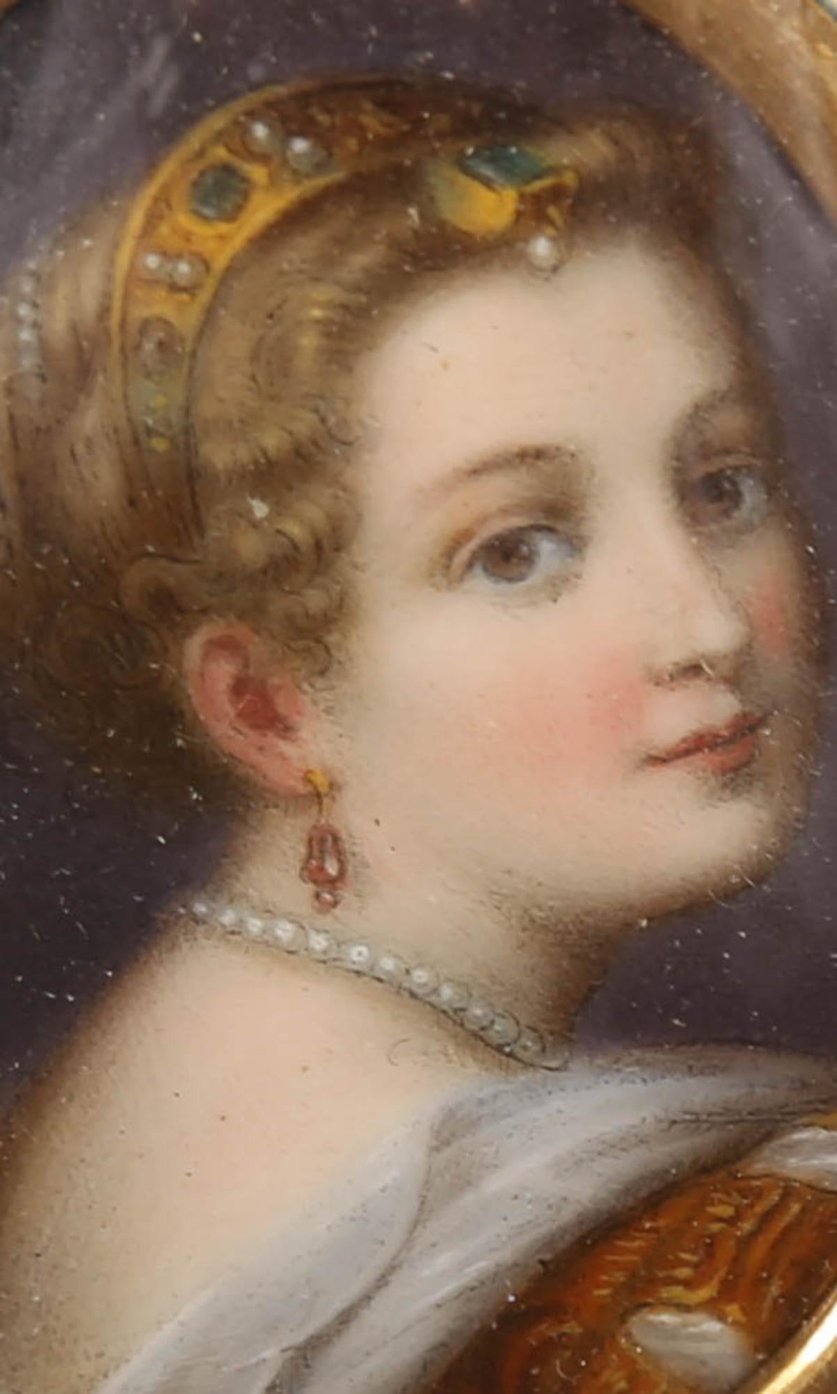 Late 19th Century Enamel Miniature - Portrait of a Wealth Women 2