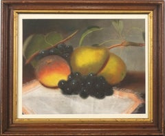 Late 19th Century English School Pastel Still Life of Grapes, Peach and Pears