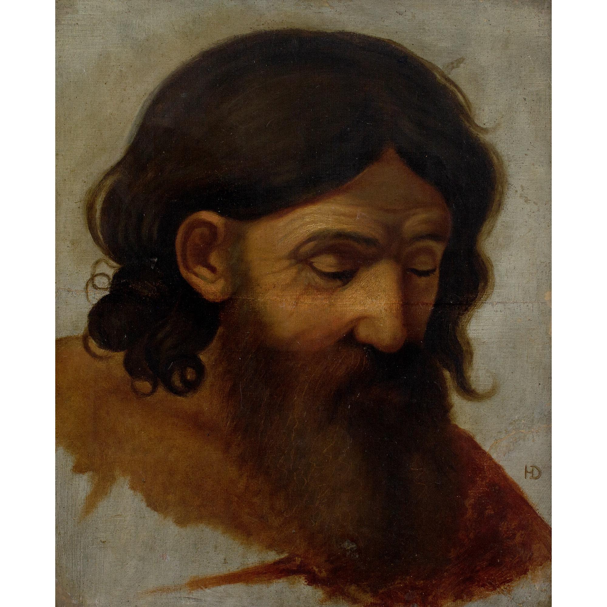 École française de la fin du XIXe siècle, étude de tête - Painting de Unknown