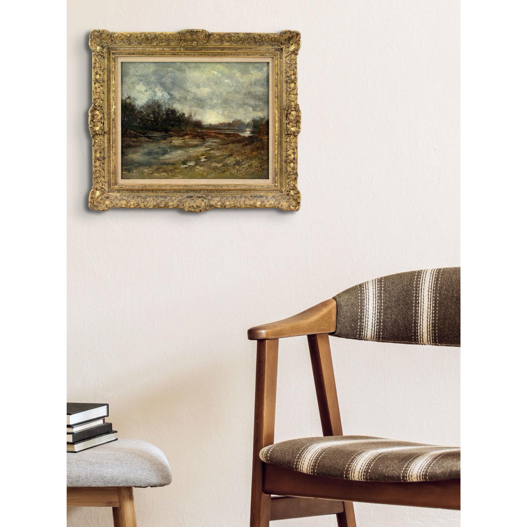 Late 19th-Century German School, Isar Meadows, Munich, Oil Painting 2