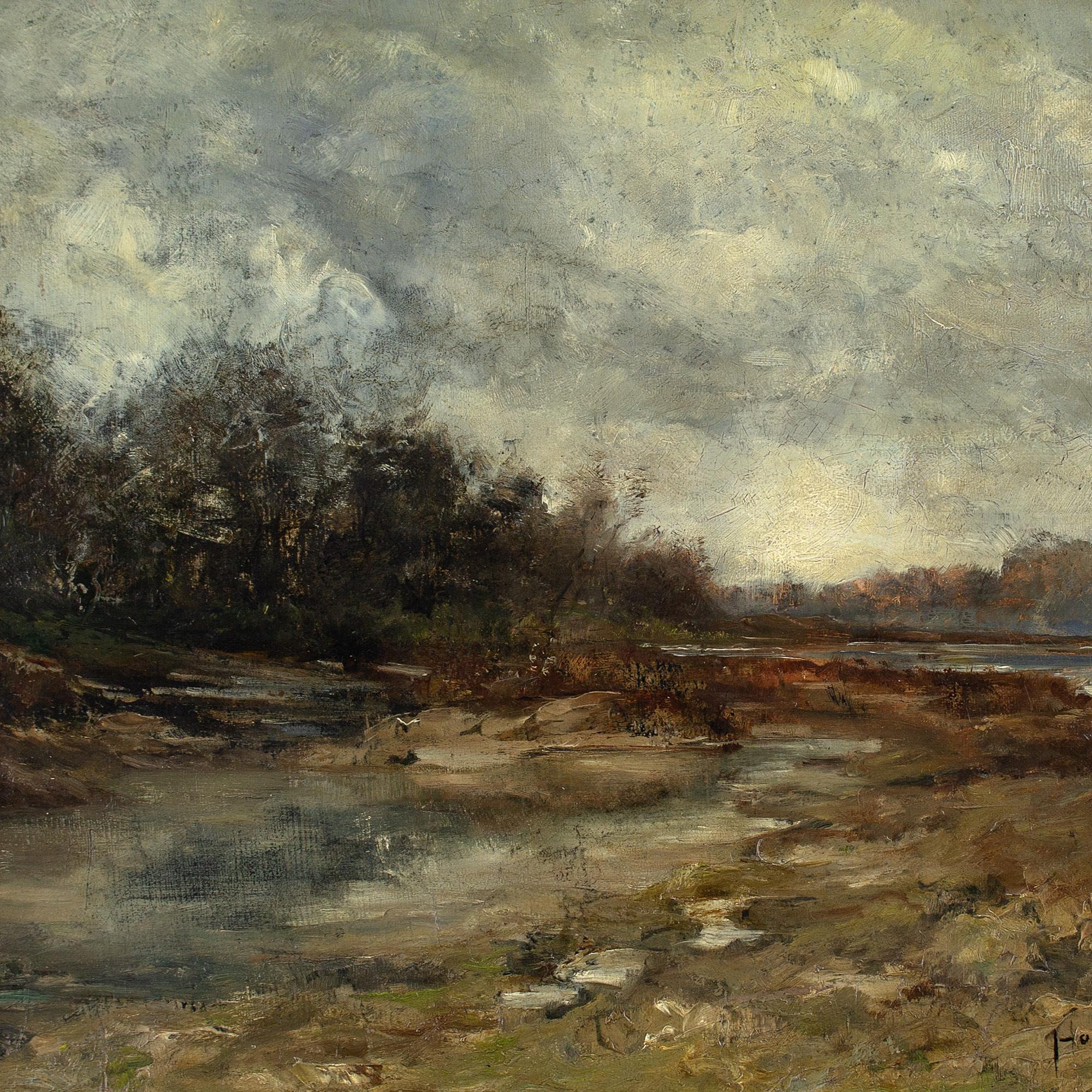 Late 19th-Century German School, Isar Meadows, Munich, Oil Painting 3