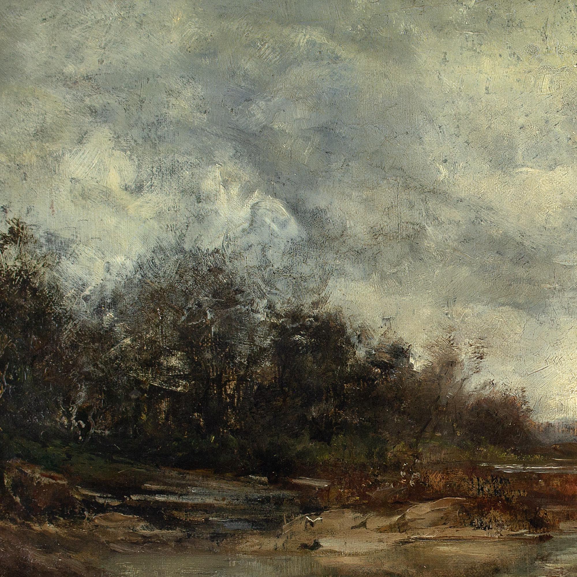 Late 19th-Century German School, Isar Meadows, Munich, Oil Painting 5