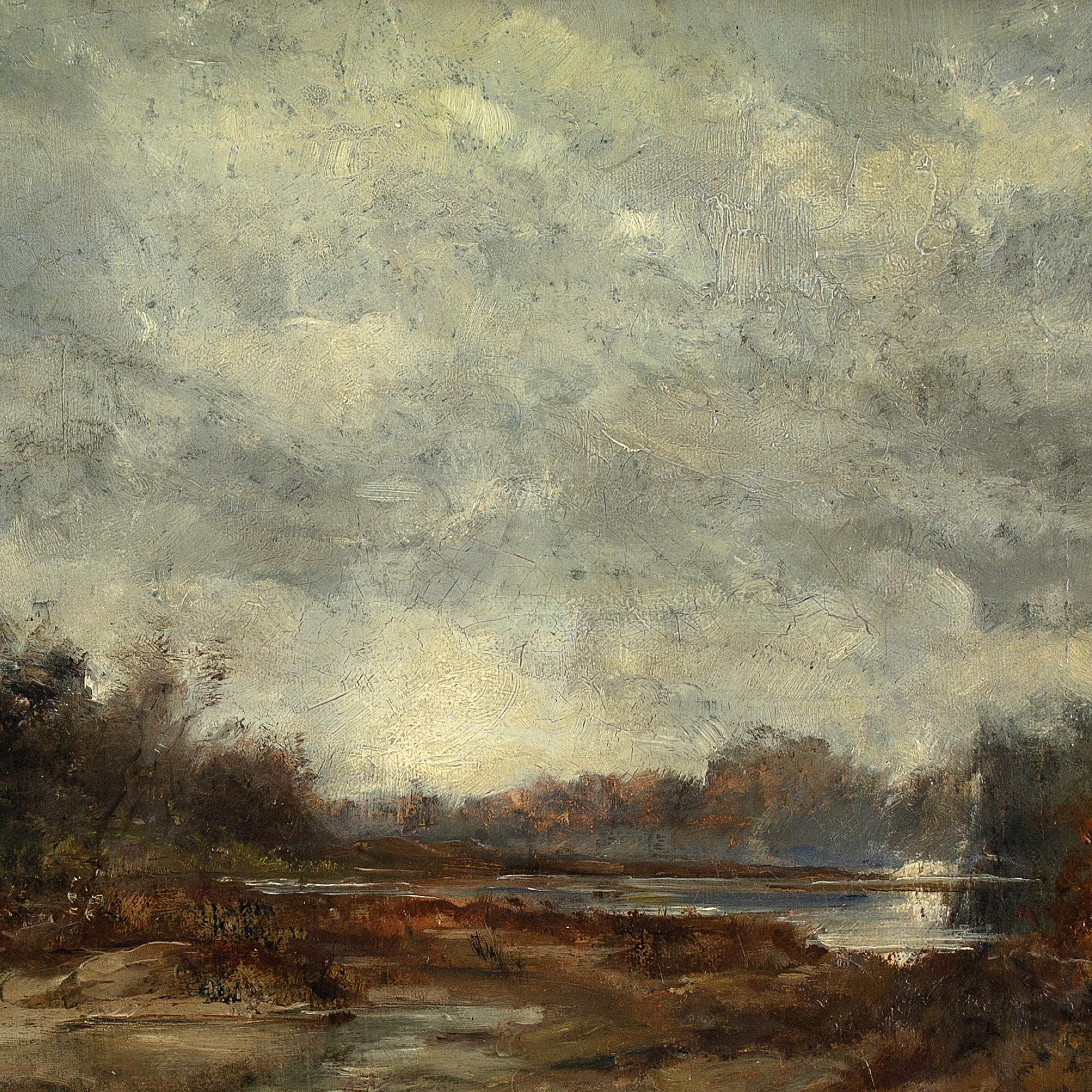 Late 19th-Century German School, Isar Meadows, Munich, Oil Painting 6