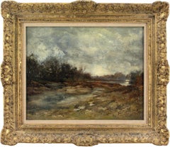 Late 19th-Century German School, Isar Meadows, Munich, Oil Painting