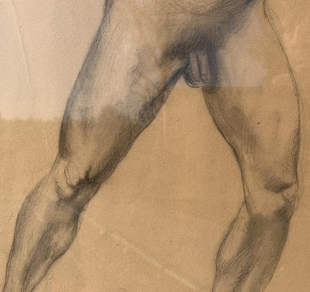 Academic nudes painter - 19th century figure drawing - Pencil paper Italy - Realist Painting by Unknown