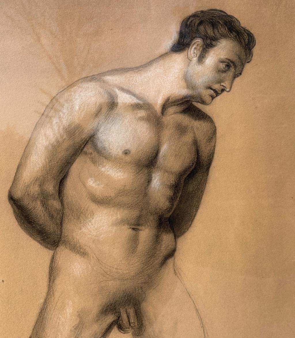 Academic nudes painter - 19th century figure drawing - Pencil paper Italy 1