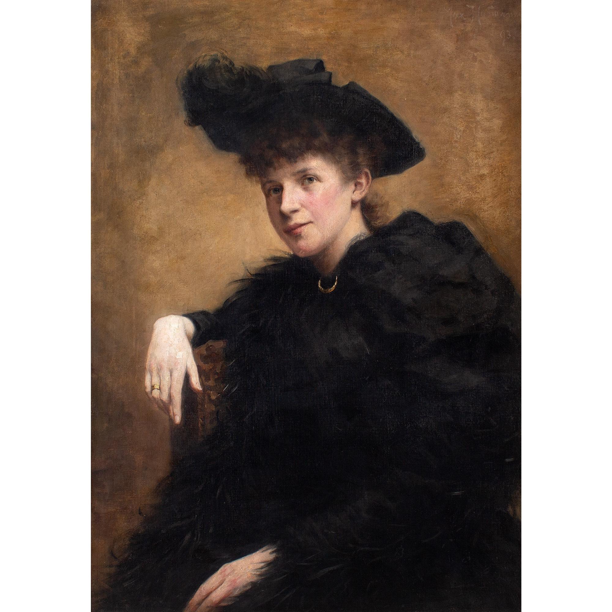 Late 19th-Century, Norwegian Portrait Of A Lady In Black - Painting by Unknown