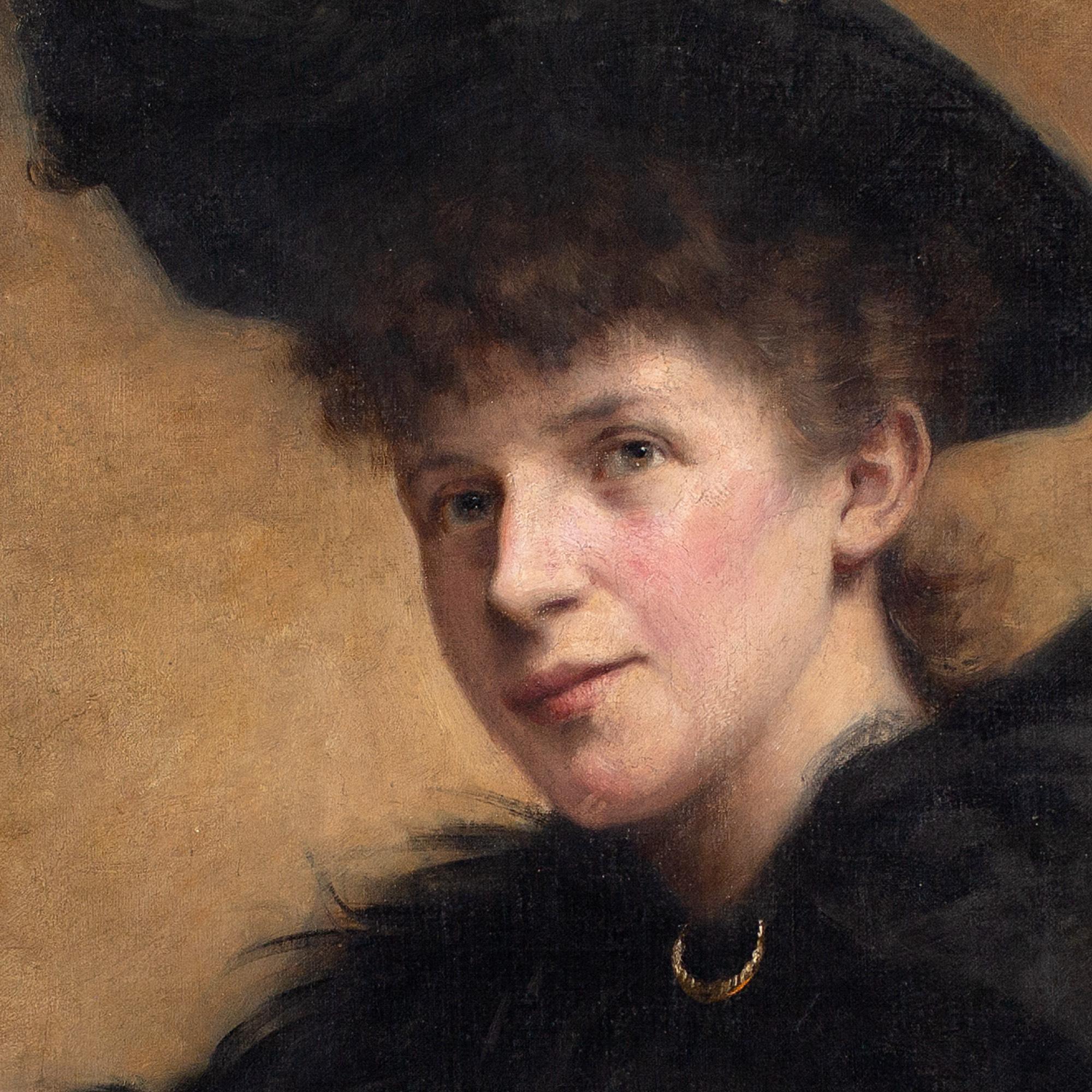 Late 19th-Century, Norwegian Portrait Of A Lady In Black 1