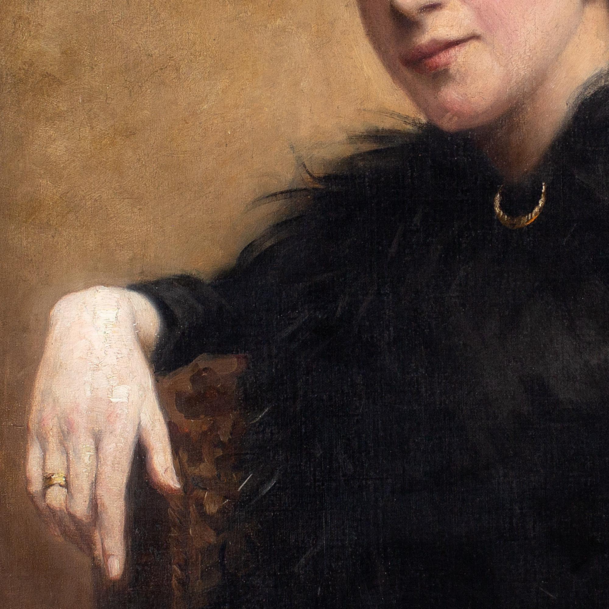 Late 19th-Century, Norwegian Portrait Of A Lady In Black 2