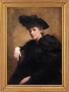 Antique Late 19th-Century, Norwegian Portrait Of A Lady In Black