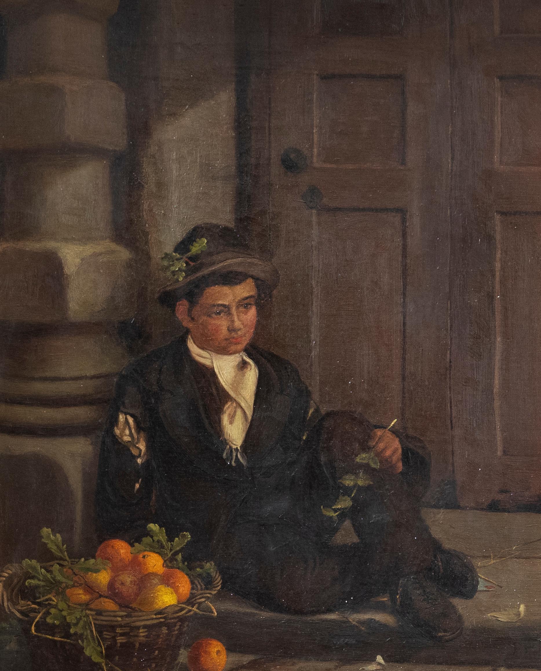 Late 19th Century Oil - A Fruit Seller - Painting by Unknown
