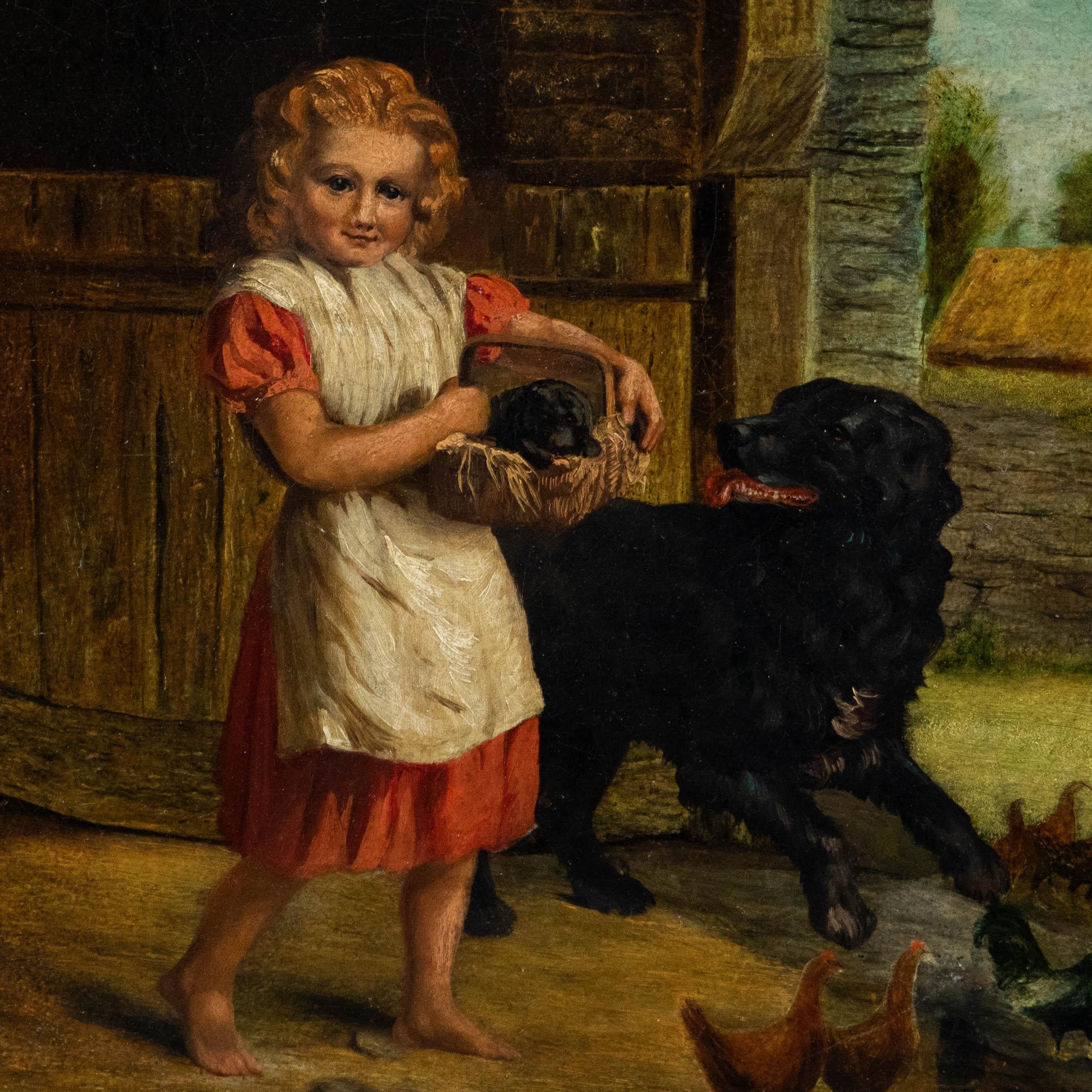 Late 19th Century Oil - A New Puppy For Sale 1