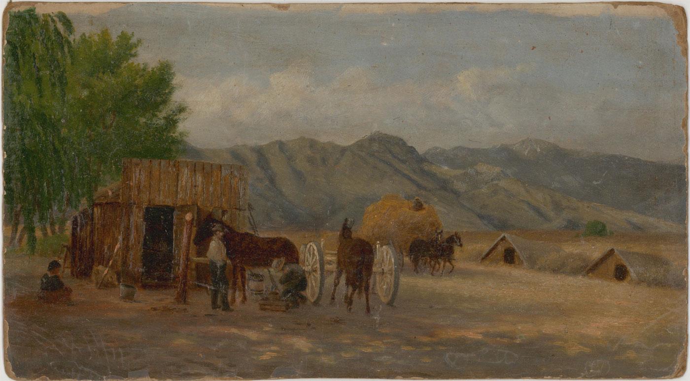 Late 19th Century Oil - American Farm Landscape - Painting by Unknown