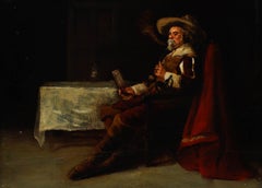 Late 19th Century Oil - Cavalier at the Tavern