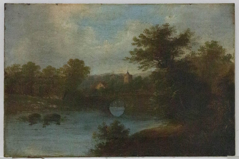 Unknown - Late 19th Century Oil - Country River Scene For Sale at 1stDibs