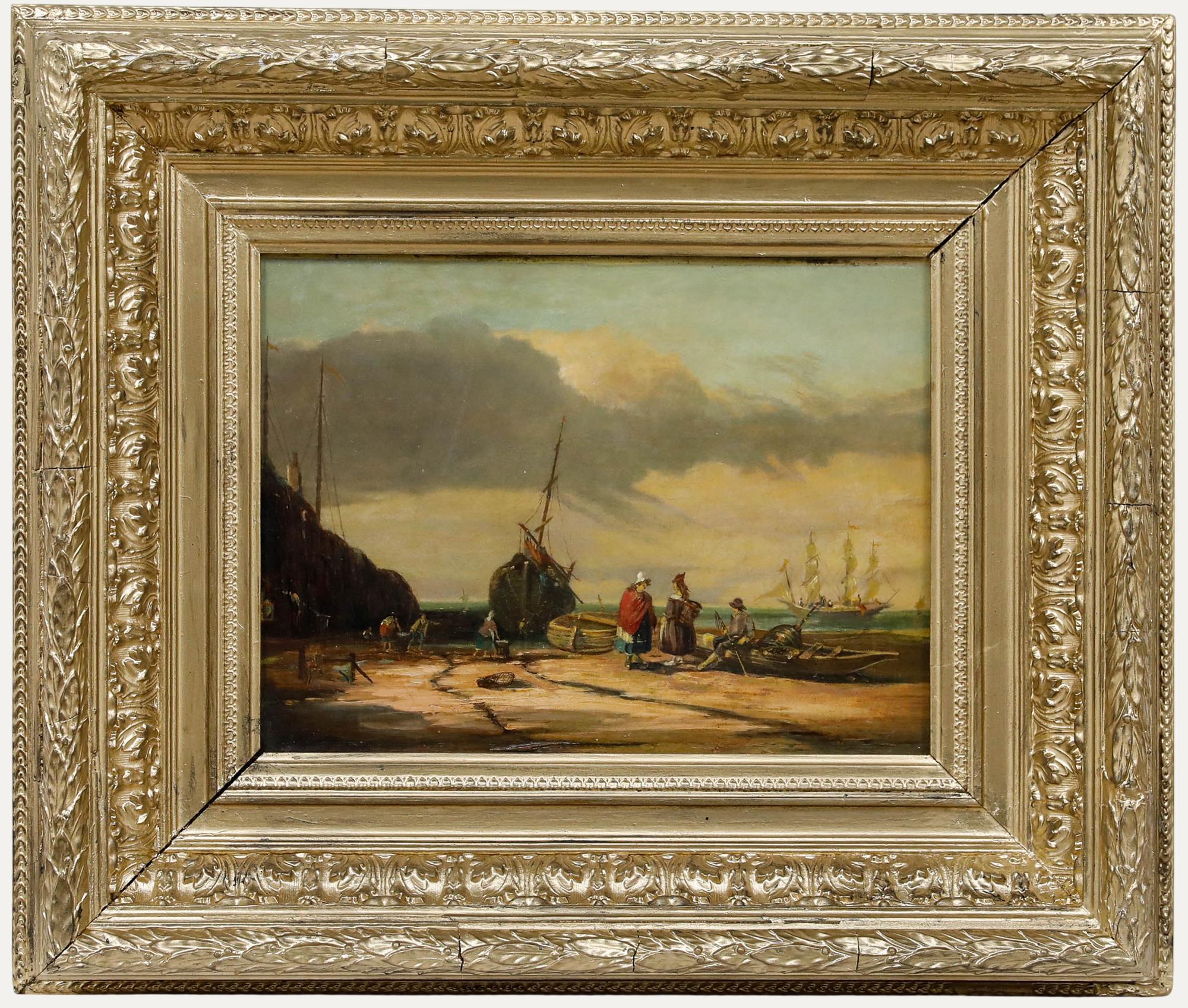 Unknown Figurative Painting - Late 19th Century Oil - Dutch Boats