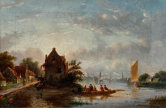 Late 19th Century Oil - Dutch River Scene