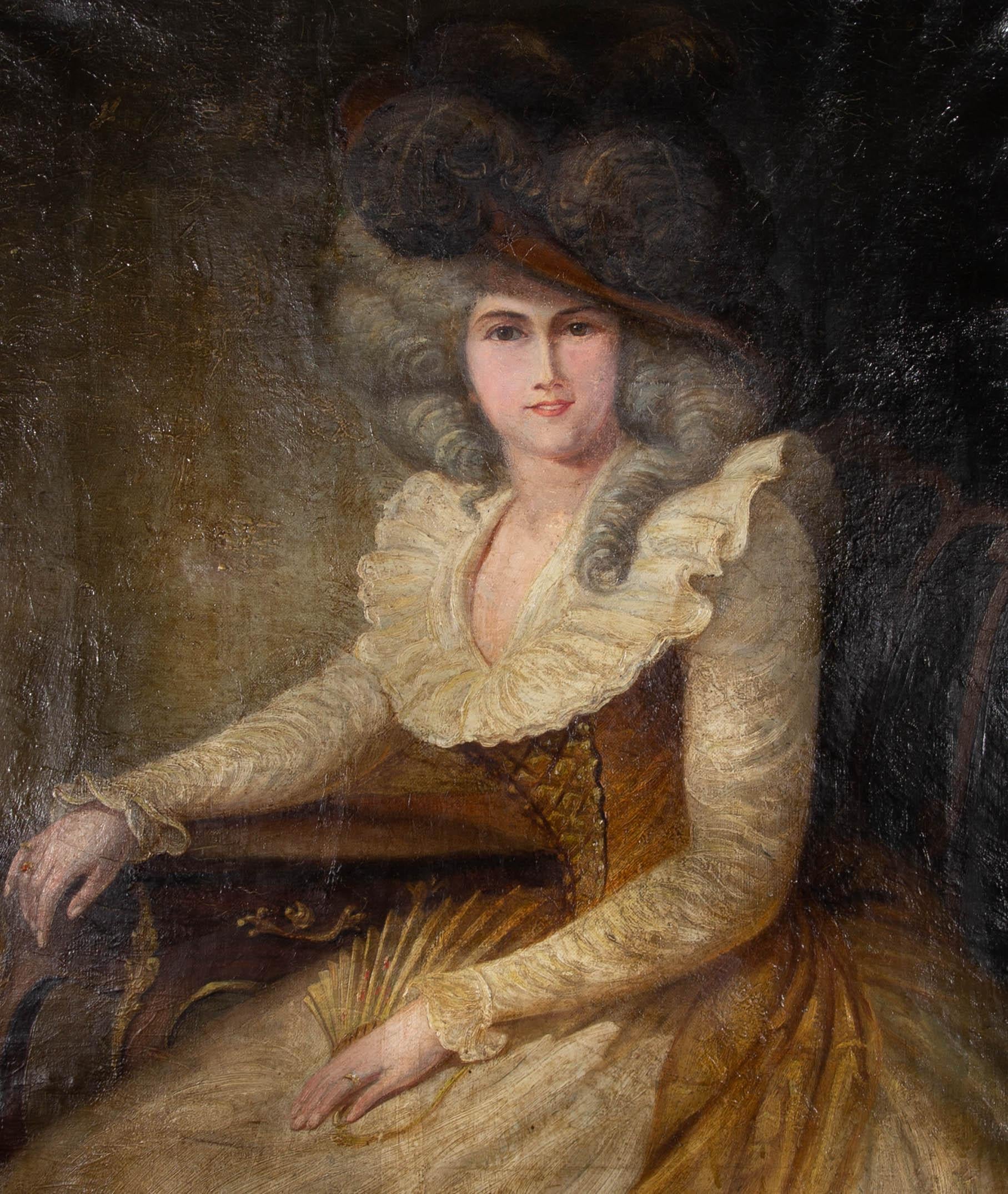 Late 19th Century Oil - Elegant Lady - Painting by Unknown