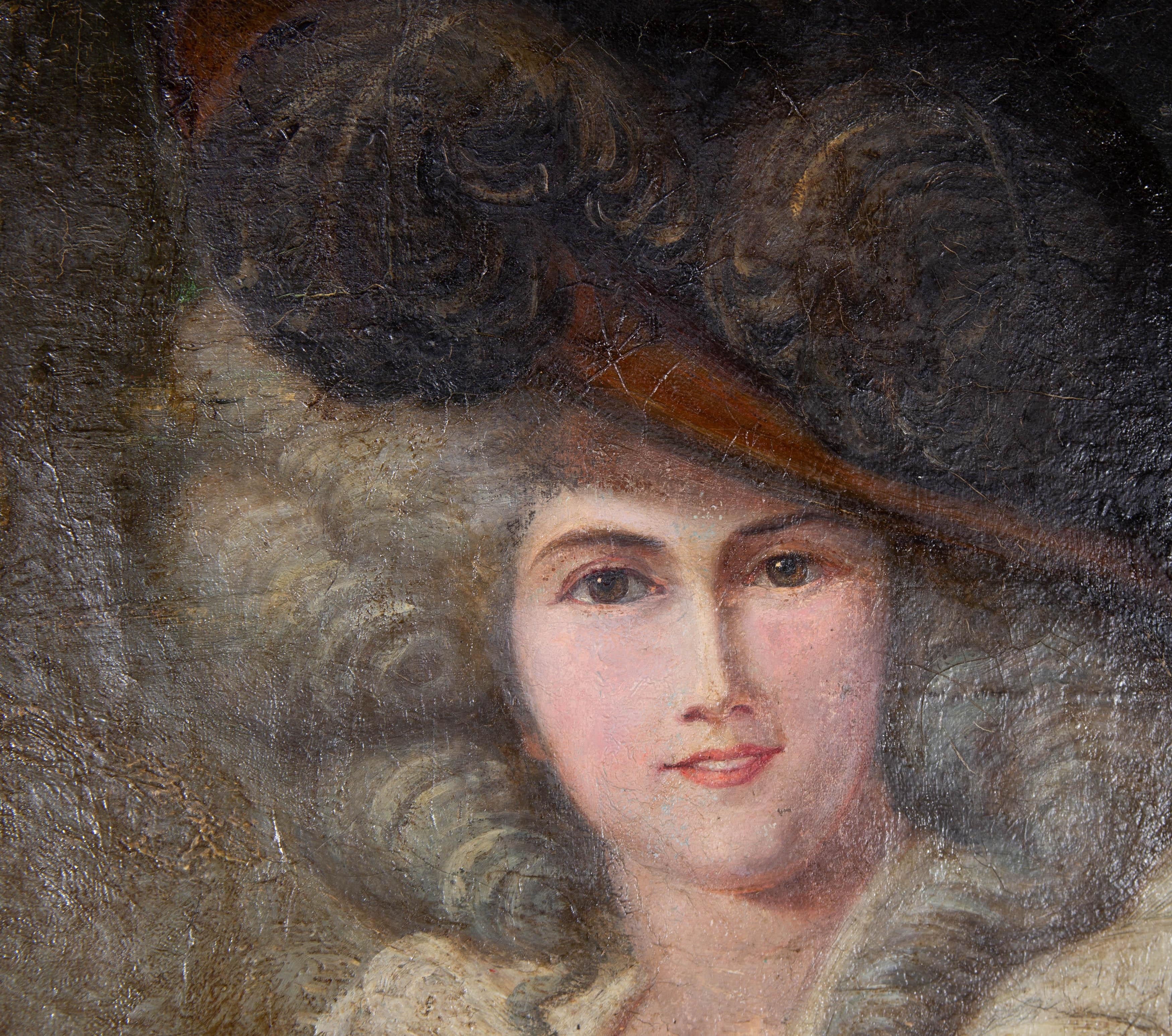 Late 19th Century Oil - Elegant Lady 1