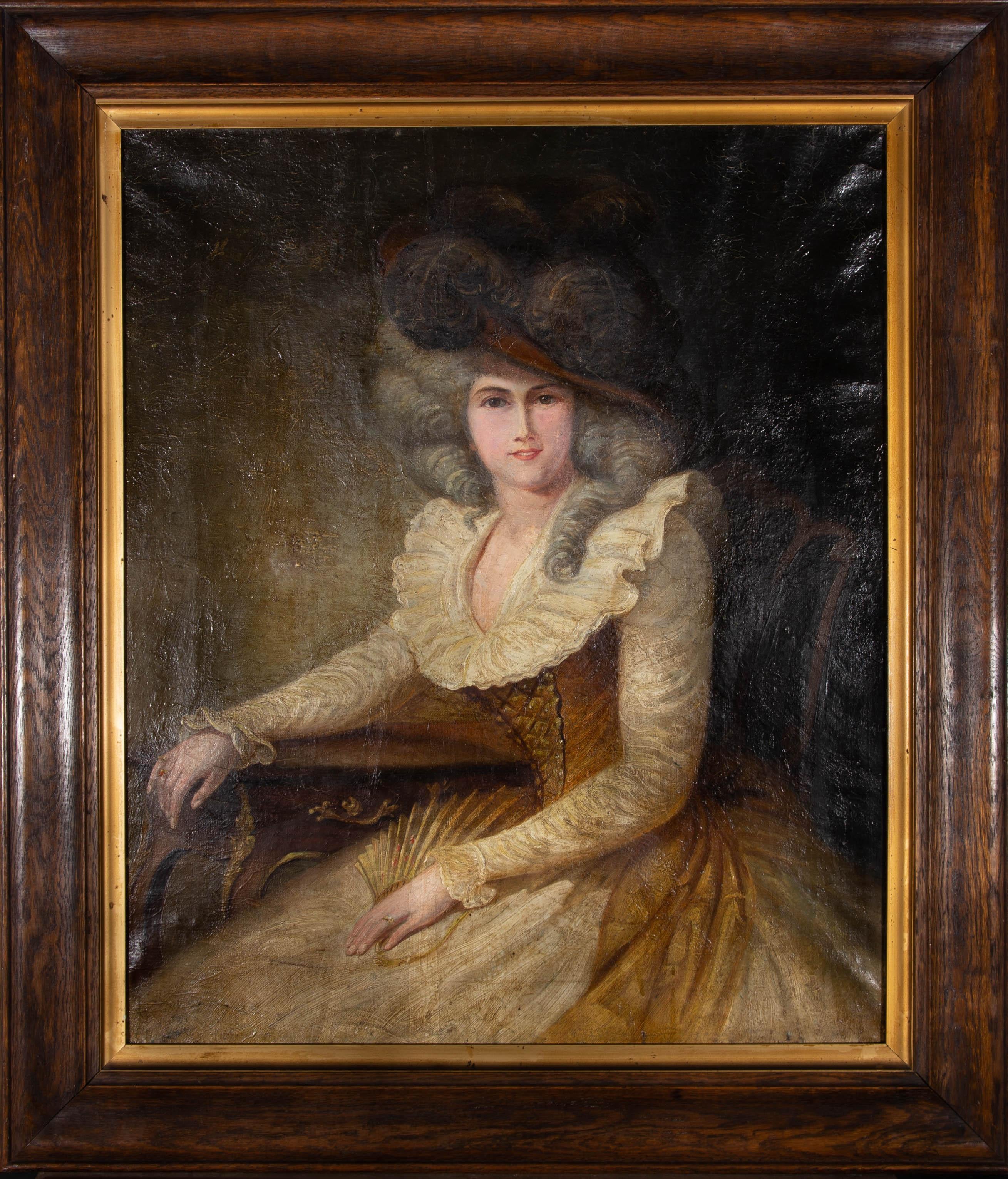Unknown Portrait Painting - Late 19th Century Oil - Elegant Lady