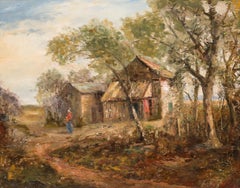 Late 19th Century Oil - Feeding the Chickens