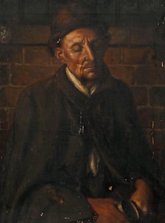 Late 19th Century Oil For Restoration - Portrait of a Weary Beggar