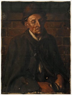 Late 19th Century Oil For Restoration - Portrait of a Weary Beggar