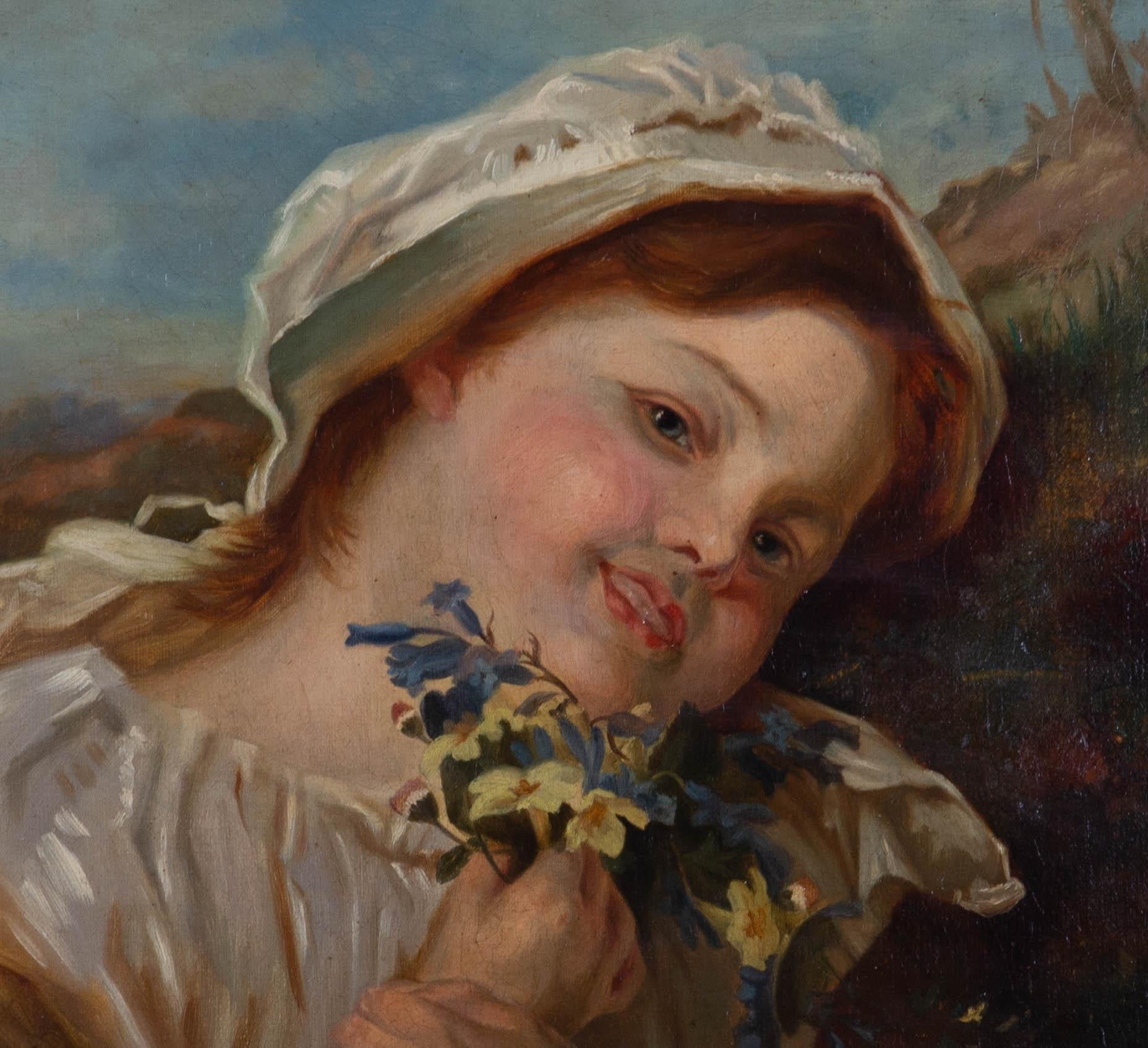 Late 19th Century Oil - Innocence In Summer - Painting by Unknown