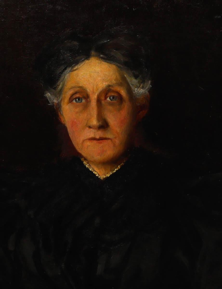 Ölgemälde des späten 19. Jahrhunderts – Lady In Black – Painting von Unknown