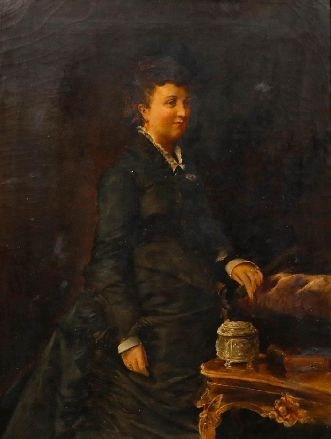 Fin du 19e siècle Huile - Dame de la maison - Painting de Unknown