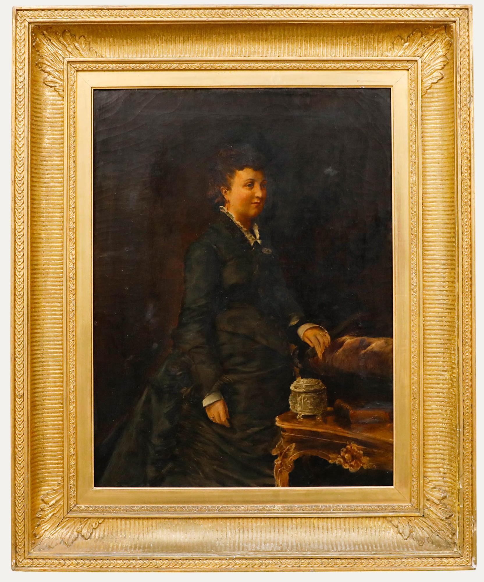 Öl aus dem späten 19. Jahrhundert - Dame des Hauses