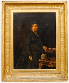 Öl aus dem späten 19. Jahrhundert - Dame des Hauses