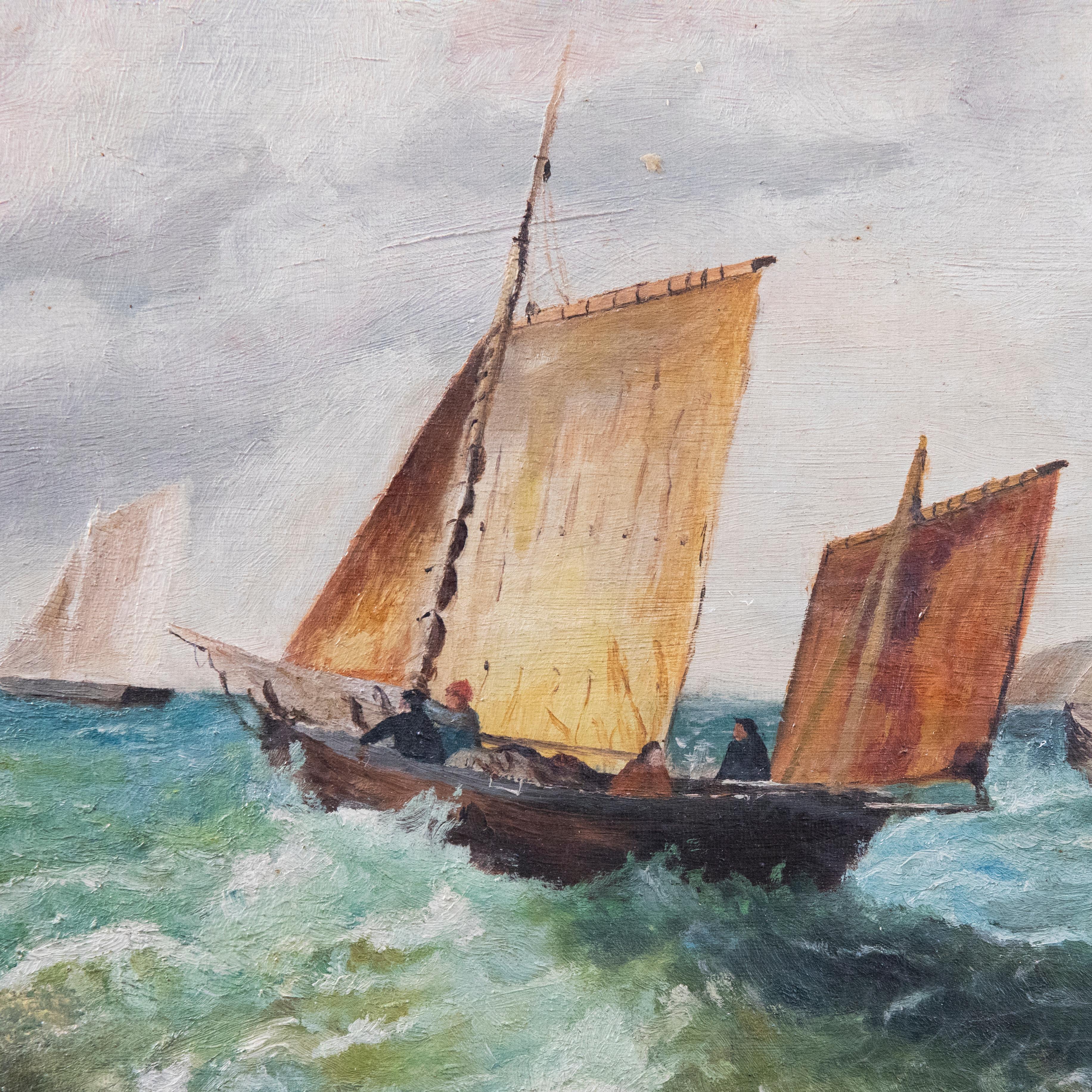 Late 19th Century Oil - Leaving Whitby Harbour For Sale 1