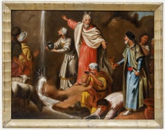 Öl aus dem späten 19. Jahrhundert - Moses schlägt auf den Felsen