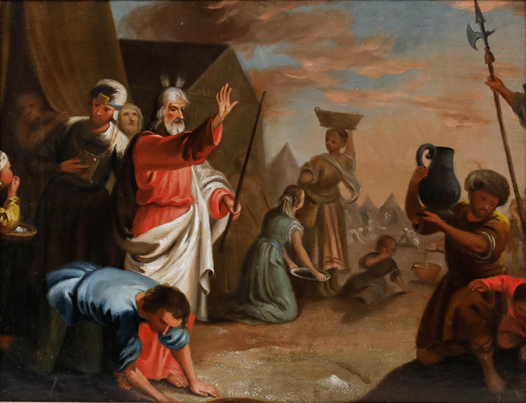 Öl aus dem späten 19. Jahrhundert - Moses mit seinen Anhängern – Painting von Unknown